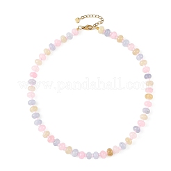 Macaron Color Dyed Natural White Jade Rondelle Beaded Necklaces with Glass Seed Beads for Women&nbsp;NJEW-JN06593-01