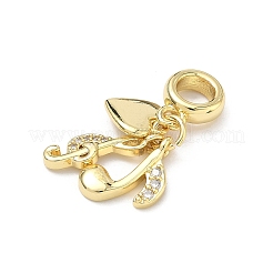Brass Micro Pave Clear Cubic Zirconia European Dangle Charms&nbsp;X-KK-P345-50G