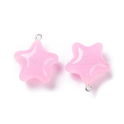 アクリルパーツ  シルバートーン合金ループ付き  スターのチャーム  パールピンク  25.5~26x23x12.5mm  穴：1.8mm&nbsp;OACR-G016-37A
