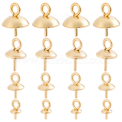 40Pcs 4 Styles Golden Plated 201 & 304 Stainless Steel Cup Pearl Peg Bails Pin Pendants&nbsp;STAS-BBC0010-19