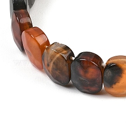 Dyed & Heated Natural Agate Oval Beaded Stretch Bracelet&nbsp;G-E010-01-30
