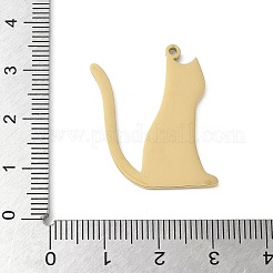 304ステンレスペンダント  猫の形のチャーム  18KGP本金メッキ  29x26.5x1.5mm  穴：1.5mm&nbsp;LS-STAS-E501-13G