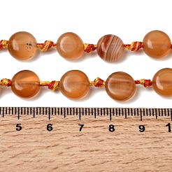 天然石赤瑪瑙ビーズ連売り  フラットラウンド  染め＆加熱  8~10x4~6mm  穴：0.8~0.9mm  約28個/連  14.65~15.55''（37.2~39.5センチメートル）&nbsp;G-H342-A02-03