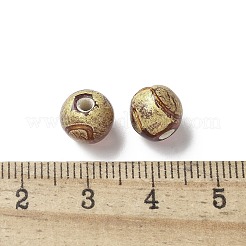 手作りの金箔ガラスビーズ  ラウンド  シエナ  8~9x7~9mm  穴：1.6mm&nbsp;LAMP-P068-14D