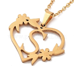 PVD Vacuum Plating 201 Stainless Steel Pendant Necklaces&nbsp;NJEW-R267-02S-G