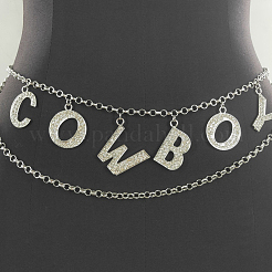 Alloy Crystal Rhinestone Cowboy Tassel Body Chains&nbsp;WG5CCBF-01