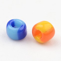 12/0 不透明ツートンカラーガラスビーズ  ラウンドシードビーズ  ミックスカラー  1.5~2x2mm  穴：0.5mm  約2500個/50g&nbsp;SEED-J019-02