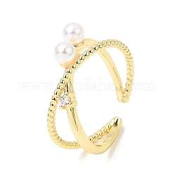 Brass Micro Pave Cubic Zirconia Cuff Open Rings&nbsp;CU-CBAE7DF-43G