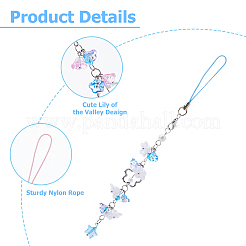 4Pcs Glass & Acrylic Mobile Straps&nbsp;HJEW-HS00013