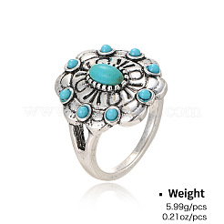 合金レジン指輪  アンティークシルバー  花  18mm&nbsp;WG5B236-01