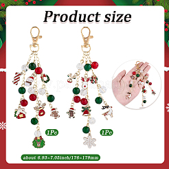 2Pcs 2 Styles Christmas Them Alloy Enamel Pendant Decorations&nbsp;HJEW-SP0001-48A