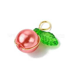 パールガラスパールラウンドペンダント  りんご  アクリルと銅線を使用  ミックスカラー  15.5x13x8mm  穴：4mm&nbsp;PALLOY-JF03386-01