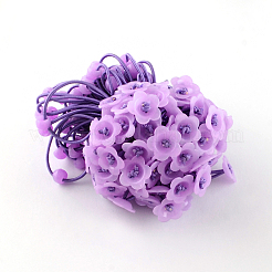 花のヘアアクセサリー弾性ヘアネクタイ  ポニーテールホルダー  アクリルと  プラム  180x2mm  100個/バンドル&nbsp;OHAR-S182-06