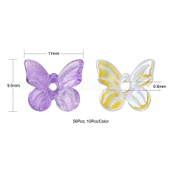 50Pcs 5 Colors Transparent Spray Painted Glass Charms&nbsp;GLAA-FS0001-05