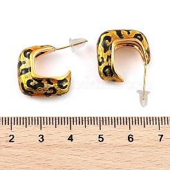 Leopard Print Brass Enamel Stud Earrings for Women&nbsp;EJEW-U055-12A-G