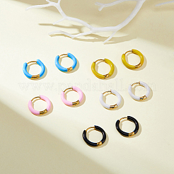5ペア5色316ステンレススチールエナメルリングフープピアス  ゴールドカラー  ミックスカラー  17.5x16x3mm  1ペア/カラー&nbsp;EJEW-DC0001-39A