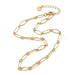 304 Stainless Steel Rhombus & Oval Link Chain Necklace&nbsp;BJEW-B072-03G