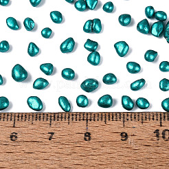 焼付塗装ガラスシードビーズ  穴がないビーズ  模造石畳  ダークシアン  1~8x1~5x1~4mm  約6521個/ポンド&nbsp;GLAA-Q119-01-B03