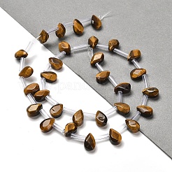 天然石タイガーアイビーズ連売り  多面カット  ティアドロップ  トップ掘削  9x6x4mm  穴：0.8mm  約30~32個/連  16.54''（42センチメートル）&nbsp;G-Q167-A07-02