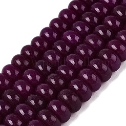 天然石ホワイトジェイドビーズ連売り  滑らかなロンデル  染め  パープル  10~10.5x5.5~6mm  穴：0.7~1.2mm  約61~69個/連  14.37~15.55インチ（36.5~39.5cm）&nbsp;G-Q613-01F-23