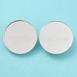 基本的なブローチピンパーツ  真鍮製トレイ付きバーピンをバックアイアン  銀  26x2mm  フラットラウンドトレイ：25mm&nbsp;KK-L011-S