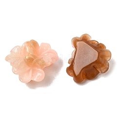 透明樹脂とグリッターパウダーのカボション  花  ミックスカラー  19~20x21~21.5x9.5~10mm&nbsp;RE-CBAEB2B-02