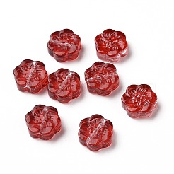 透明なスプレー塗装ガラスビーズ  梅の花  ミックスカラー  10x11x4mm  穴：1mm&nbsp;GLAA-I050-02
