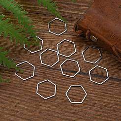 変色しにくい304ステンレススチール製リンクリング  六角  ステンレス鋼色  16x18x0.8mm&nbsp;X-STAS-S079-25A