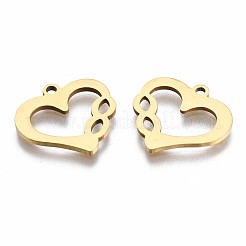 ステンレススチールチャーム201個  レーザーカットペンダント  無限大とハート  ゴールドカラー  14x15x1mm  穴：1.4mm&nbsp;STAS-S110-092G