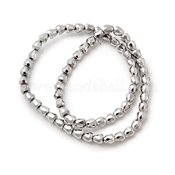 電気メッキガラスビーズセット  コーン  多面カット  プラチナメッキ  6x6mm  穴：1mm  約65個/連  15.75''（40センチメートル）&nbsp;EGLA-F166-08P