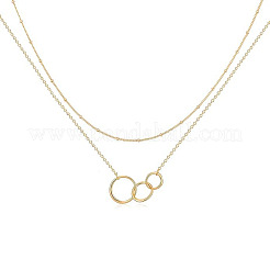 女性用3リング合金ペンダント15.75層ネックレス  ゴールドカラー  40インチ（[2]cm）&nbsp;FS-WG29DD6-01