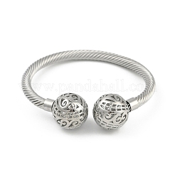 Hollow Round Brass Open Cuff Bangles&nbsp;BJEW-Z074-04P