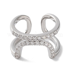 Rack Plating Brass Micro Pave Cubic Zirconia Cuff Rings&nbsp;RJEW-D025-10P