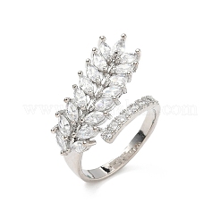 Brass Micro Pave Cubic Zirconia Adjustable Cuff Rings for Women&nbsp;LS-RJEW-B127-01P