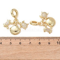Ocean Brass Pave Clear Cubic Zirconia European Dangle Charms&nbsp;KK-H278-03G-09