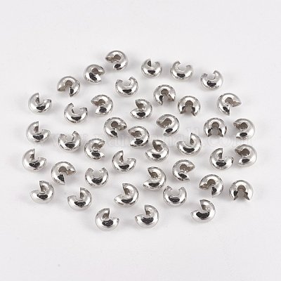真鍮製つぶし玉カバーカシメ玉カバー  ラウンド  プラチナ  直径6mm  穴：1mm&nbsp;KK-G311-08P-1