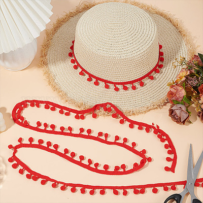 Polyester Pom Pom Ball Tassel Lace Ribbon&nbsp;DIY-WH0683-63A-1
