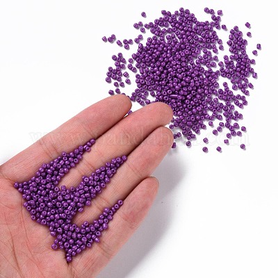 焼付塗装ガラスシードビーズ  暗紫色  12/0  1.5~2mm  穴：0.5~1mm  約30000個/袋&nbsp;SEED-S001-K11-1