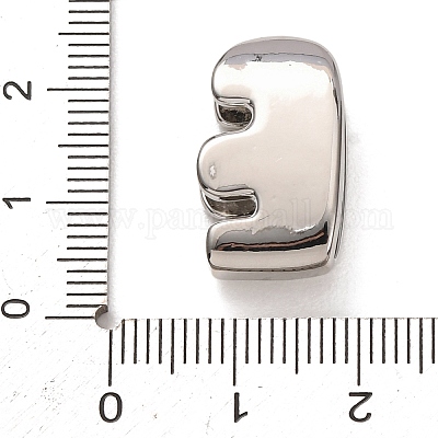 真鍮ビーズ  長持ちメッキ  ラックめっき  鉛フリー＆カドミウムフリー  プラチナ  文字e  21x12x7mm  穴：18x4mm&nbsp;KK-B167-27P-02E-1