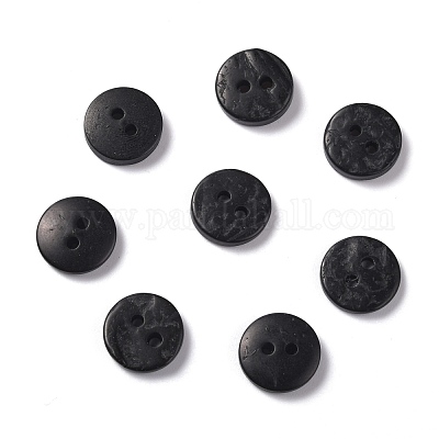 2穴  ココナッツボタン  フラットラウンド  ブラック  12~12.5x2~3mm  穴：1.5~1.8mm&nbsp;BUTT-C001-01B-1