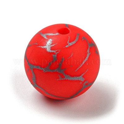 シリコンビーズ  ラウンド  レッド  15mm  穴：2mm&nbsp;SIL-E009-02A-1