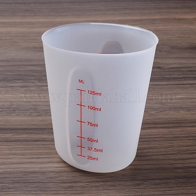 シリコーン計量カップ  目盛り付き  ベーキングツール  ホワイト  50x74x93mm  内径：72x48mm  容量：125ml（4.23fl.oz）&nbsp;DIY-C075-01A-1