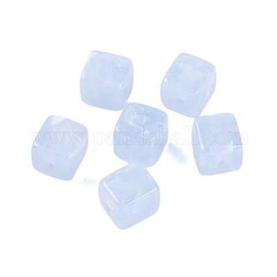 アクリルビーズ  イミテーション翡翠  キューブ  ライトスチールブルー  9x8x8mm  穴：2mm  833個/ 500g&nbsp;OACR-H120-01O-1