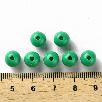 不透明なアクリルビーズ  ラウンド  グリーン  8x7mm  穴：2mm  約1745個/500g&nbsp;MACR-S370-C8mm-24-1