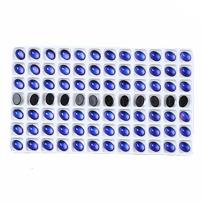半透明のk9ガラスカボション  フラットバック  オーバル  ブルー  8x6x3.5mm  約84個/袋&nbsp;GGLA-Q084-001A-1
