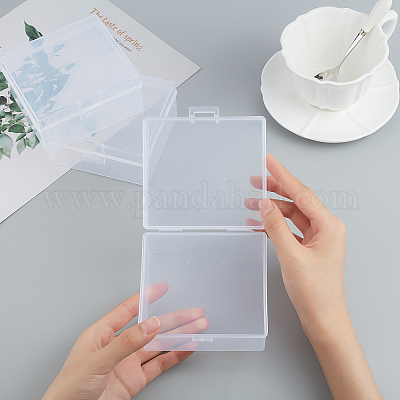 Ppプラスチックボックス  フリップカバー  長方形  ホワイト  9.8x10.2x5cm  インナーサイズ：8.9x9.7センチメートル&nbsp;CON-BC0001-35-1