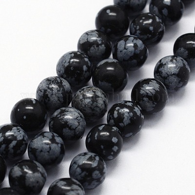 Natural Snowflake Obsidian Beads Strands&nbsp;G-I199-36-6mm-1