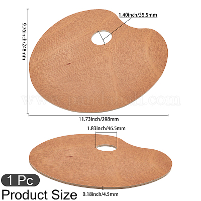 楕円形の木のカラーパレット  シエナ  298x248x4.5mm  穴：46.5x35.5mm&nbsp;AJEW-WH20098-001-1