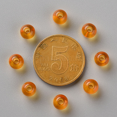 透明なアクリルビーズ  ラウンド  オレンジ  6x5mm  穴：1.8mm  約4400個/500g&nbsp;MACR-S370-A6mm-724-1