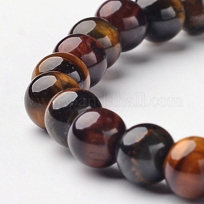 Natural Tiger Eye Round Bead Stretch Bracelets&nbsp;BJEW-L594-D08-1